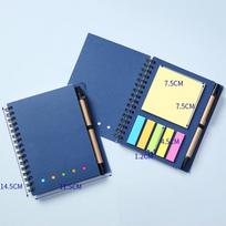 Large Five-Hole Coil-Bound Notebook Set with Pen and Sticky Notes