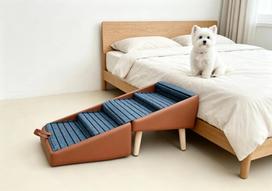 Pet Supplies Two-in-One Wooden Dog Stairs and Ramp with Non-Slip Slope 40×40×40 CM oranžinė