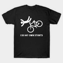 Men Black Print T-shirt I Do My Own Stunts No-Cut Transfer Paper Print Cotton Tshirt L juoda