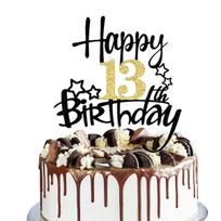 2PCS Gold Black Happy15th Birthday Cake Topper for  Birthday Cake Decorations for Anniversary Party Decorations Supplies