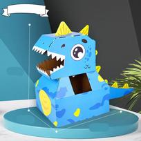 Handmade Cardboard Box Dinosaur Toy Wearable  Funny   Props mėlyna