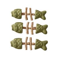 Catnip Silvervine Fishbone Chew Stick Toy for Cats Interactive Wooden Molar Stick with Fish Shape Design for Cat Dental Care and Chewing Activity One Size