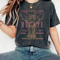 Women's Retro Hecate Goddess Pattern Printed T-shirt Short Sleeve Round Neck Top  oversized t shirt shirts for women t shirts M