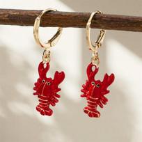 Creative Lobster Crab Enamel Pendant Earrings for Women Cartoon Lobster Personality Ear Buckle Earrings Beach Jewelry Wholesale