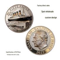 Titanic Wreck 40th Anniversary King Charles III Commemorative Coin 40x40x3mm auksas