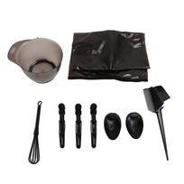 Hair Dyeing Set with Brush Blender Ear Muffs Dyeing Bowl Bib Hairdressing Clip Hair Coloring Tool black