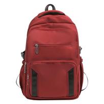 Junior High School Student Schoolbag Unisex Large Capacity Backpack Short-Distance Travel Bag raudona