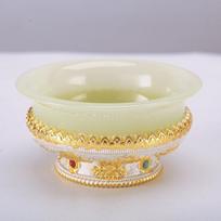 Golden Tibetan Ghee Bowl Zinc Alloy Tantric Holy Water Cup 10cm Large Size Engraved Buddhist Stone Bowl Gift Desktop Decorative 10cm