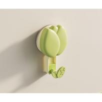 Tulip Suction Cup Hooks Towel Rack No Drill Adhesive Hook Wall Mounted for Kitchen Bathroom, Vacuum Suction No Fall Off žalia