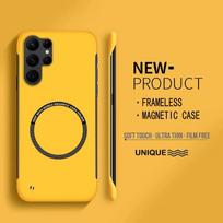 Ultra Thin Hard PC Magnetic Frameless Phone Case For Samsung Galaxy S25 S24 S23 S22 S21 S20 FE Plus Ultra PC Matte Protect Cover for Galaxy S25 geltona