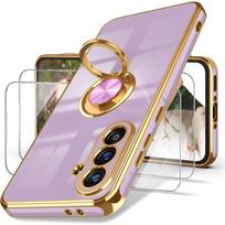 Plating 360° Rotatable Ring Holder Case For Samsung A57 A37 A17/07 A56/36/26/16/06 A55/35/25/15 With Screen Protector Film Cover Galaxy A17 5G levanda