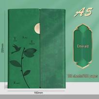 Palace Museum Cultural Notebook Gift Box with Bookmark – Custom Souvenir for Elders, Teacher's Day žalia