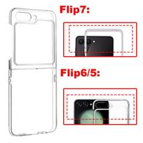 For Samsung Galaxy Z Flip 7 6 5 Mobile Phone Case with Hinge Protection Full Cover Hard PC Shockproof Slim Transparent Covers For  Z Flip 5