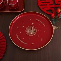 Red Candy Box & Round Fruit Tray Set for Wedding Tea Ceremony
