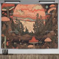 Grybų gobelenas Botaninis Bohemiškas Gėlių gobelenai Dvasinio kambario dekoras Estetiški vakarėlio fonai Miegamojo Jogos antklodės 29x37in 74x94cm