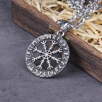 Vikingų kompaso karoliai Vegvisir pakabukas Vyresnioji runų abėcėlė Talismanas Šiaurės pagoniškas amuletis Valknut Skandinaviška dovana vyrams ir moterims 70cm sidabras