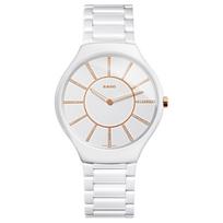 RADO True serijos kvarcinis mechanizmas 30 metrų atsparumas vandeniui moteriškas laikrodis Šveicariškas laikrodis 39 mm baltas ciferblatas keraminis korpusas R27957702 39 mm kvarcas