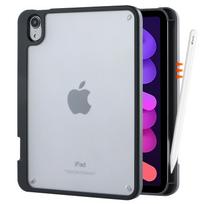 iPad Mini 6th/7th Gen 8.3  Case, Compatible with iPad Mini 7 A17 Pro 2024 & iPad Mini 6 2021, Black Frosted Clear Back Cover with Pencil Holder iPad mini7 8.3inch juoda