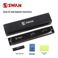 Swan 24-Hole Beginner Double Reed C Key Harmonica for Adults