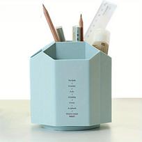 5 Hole Rotating Pen Holder Large Capacity Storage Box, Simple Desktop Stationery Organizer for Office School Student Desk
