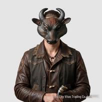 Halloween PU Foam Buffalo Mask for Costume Parties Buffalo gray