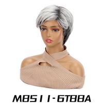 MISS WIG Sintetiniai mišrūs pilki juodi trumpi perukai Natūralūs perukai karščiui atsparus plaukų perukas moterims kasdieniam Cosplay vakarėliui 25cm