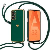 Protective Case - BOOLING - for Samsung Galaxy A32 5G - Soft Silicone - Shockproof - Night Green Lanyard žalia