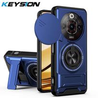KEYSION Magnetinis telefono dėklas ZTE nubia Focus Pro 5G, Silikonas+PC, Stumdoma kameros apsauga, Vertikalus stovas, Smūgiams atsparus galinis dangtelis for nubia Focus Pro 5G mėlyna
