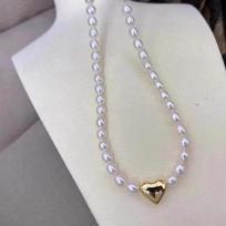 Simple fashion love pearl necklace freshwater millet pearl elegant temperament collarbone chain natural pearl jewelry women balta