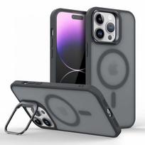 Metal Camera Kickstand For iPhone 16 15 14 Plus 13 12 Mini 11 Pro Max For Magsafe Wireless Charge Magnet Matte Shockproof Cover For iPhone 12 Mini juoda