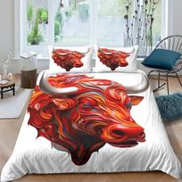 Bufalo Ranch North American Bisons Soft Duvet Cover Set Quen Sized Dimensions Western Beding Sets Rustic Country Animal Warm Comforter Cover Set 100*200cm Single red