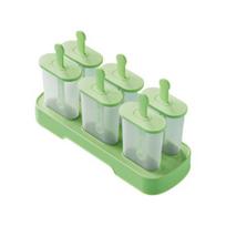 6Pcs Ice Cream Mold Plastic Popsicle Maker for Homemade Fruit Ice Cream Yogurt Popsicles Chocolate Pudding Molds for žalia