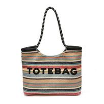 Vacation Woven Tote Bag Large Capacity Rainbow Straw Bag Shoulder Bag juoda