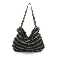 Striped Contrast Women's Shoulder Bag Large Capacity Tote Bag juoda