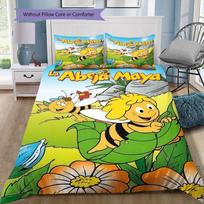 Maja bičių animacinis pledo užvalkalų rinkinys, miela Maja bitė vaikiškas patalynės komplektas su 2 užvalkalais pagalvėms, be antklodės, edukacinis miegamojo dekoras, dovana vaikams 135x200cm