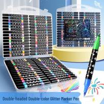 Glitter Marker Pen for Kids - Soft Tip for Graffiti, Drawing, and Journaling 48 Colors Double-ended Glitter Markers, 24 pcs gray
