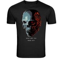 Half Skull Cyborg Face T-Shirt - Dark Tech Graphic Tee S įvairiaspalvis