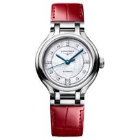 LONGINES Elegant Series Automatic Mechanical Movement Elegant Simple Women's White Dial Stainless Steel Case Crocodile Leather Strap L8.124.4.87.2 balta