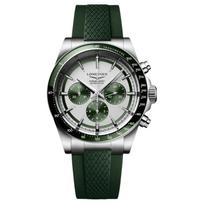 LONGINES Concas serijos automatinis mechaninis judėjimas atsparus vandeniui 100 metrų vyriškas laikrodis 42mm žalias ciferblatas nerūdijančio plieno korpusas guminė apyrankė L3.835.4.02.9 žalia