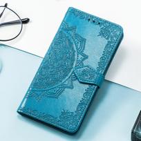 Mandala Embossed Leather Wallet Flip Case for Samsung Galaxy S26 S25 S24 S23 S22 S21 S20 Ultra Plus FE Edge Card Slots Cover Galaxy S25 Edge mėlyna