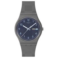SWATCH Essentials serijos Kvarcinis mechanizmas Atsparus vandeniui iki 30 metrų Atsitiktinis madingas laikrodis 34mm Mėlynas ciferblatas Korpusas iš biogamybos medžiagos Silikoninė apyrankė SO28M701 mėlyna
