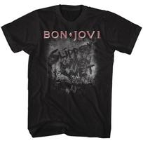 Bon Jovi Slippery When Wet Black Adult TShirt Full Size Black Unisex T-Shirt - Men's Summer Cotton Graphic Tee S įvairiaspalvis