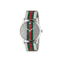Gucci G-Timeless serijos kvarcinis laikrodis Nerūdijančio plieno apyrankė Sidabrinis ciferblatas Vyriški laikrodžiai YA126284 Regular Watch Box,Brand-New Out of Warranty