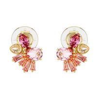 Swarovski Gema Gėlių dizaino kubinis cirkonis Paauksuoti auskarai klipsai Moteriški auskarai klipsai Rožiniai 5688479 Box (Random Color)