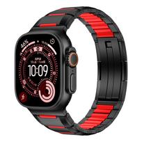 Stainless Steel Rubber Band for Apple Watch Ultra 3 2 49mm 46 45 44 42 41 40 38mm Fold Clasp Strap Iwatch Series 11 10 9 8 7 6SE 38 40 41mm