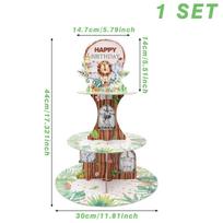 Jungle Animals Safari Cupcake Stand Baby Shower 1st Birthday Party Decorations Kids Disposable Tableware Wild One Party Supplies