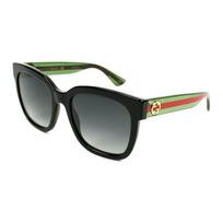Gucci Square Sunglasses Women sunglasses Black Green Red GG0034SN-002 Dust Bag+Eyeglass Case (Random Color)