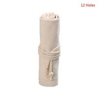 12/24/36 Holes Canvas School Pencil Case Roll Up Pencil Case for Girls Boys Large Portable Pen Bag Box Stationery Pouch Supplies