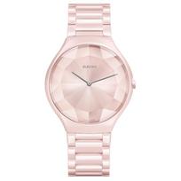 RADO Radar Real Thin serijos kvarcinis mechanizmas spalvoto keramikinio korpuso moteriškas laikrodis Šveicariškas laikrodis rožinis ciferblatas R27120402 rožinė