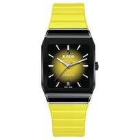 RADO Radar Arch Series Automatinis Mechaninis Judėjimas 50 Metrų Vandeniui Atsparus Moteriškas Šveicariškas Laikrodis 32,5 mm Geltonas Ciferblatas Keramikos Korpusas Guminis Dirželis R10201259 geltona